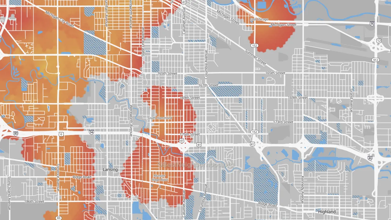 Transit Grade map of 46324, IN