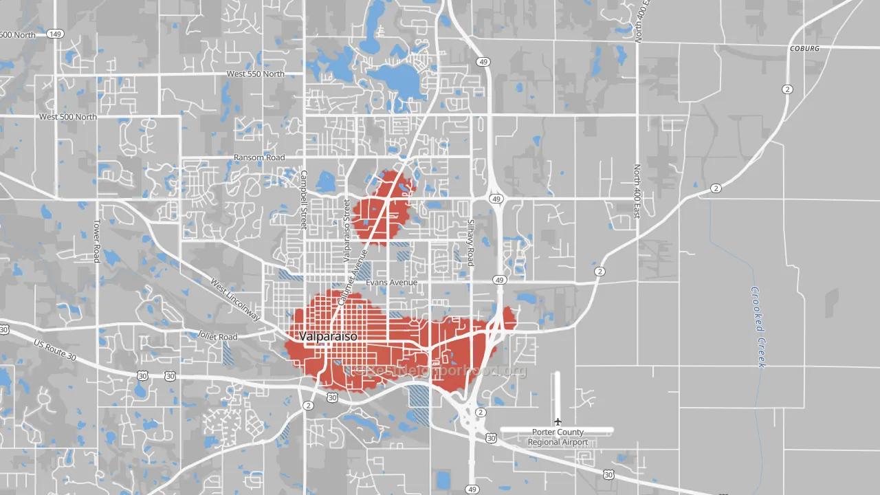 Transit Grade map of 46383, IN