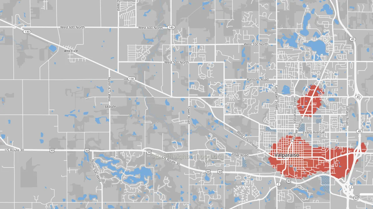 Transit Grade map of 46385, IN