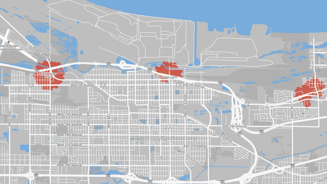 Transit Grade map of 46402, IN