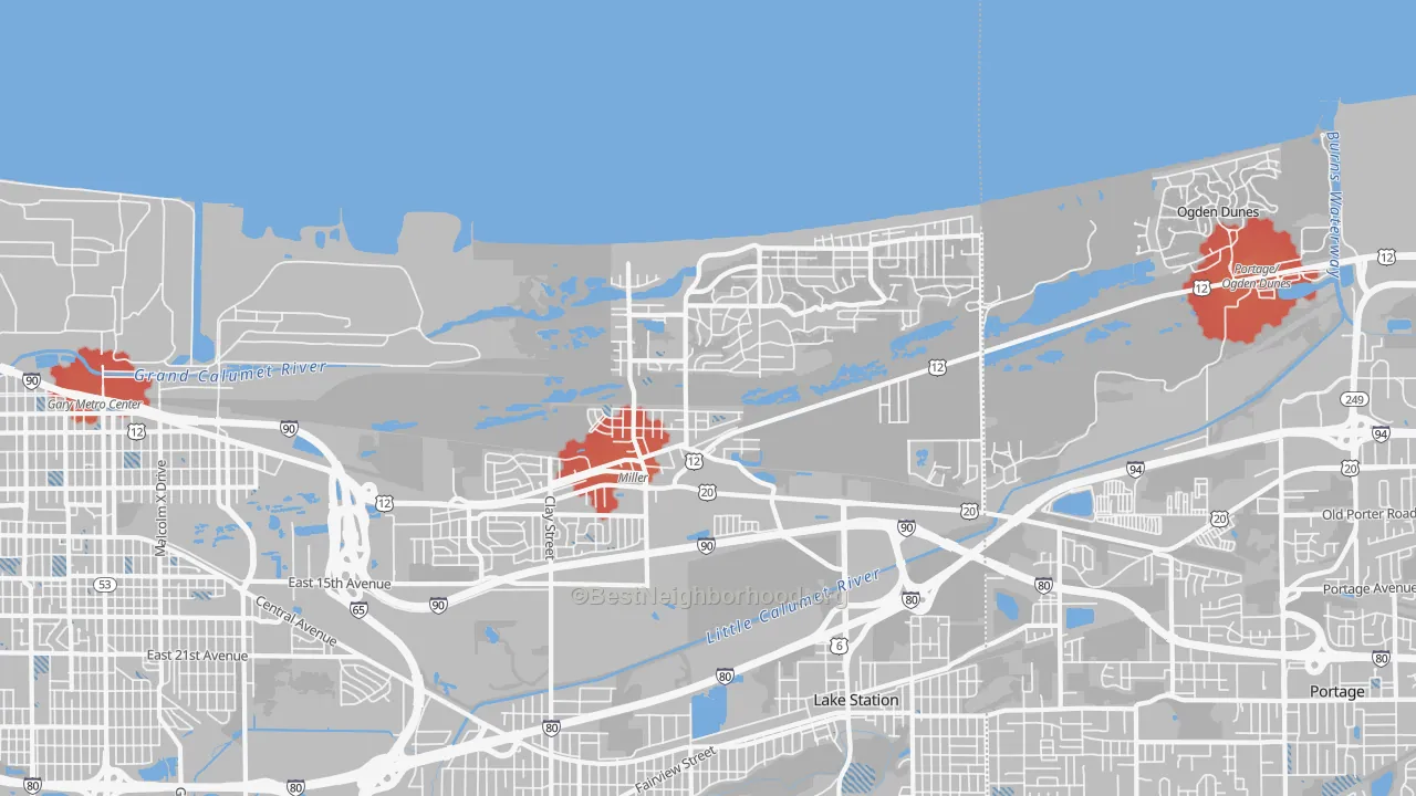 Transit Grade map of 46403, IN