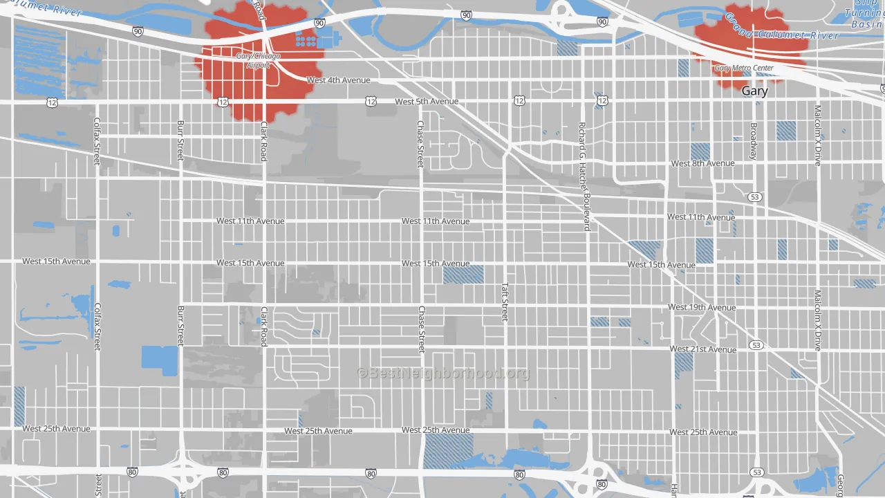 Transit Grade map of 46404, IN