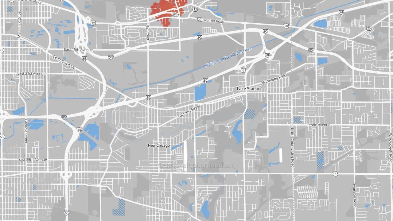 Transit Grade map of 46405, IN