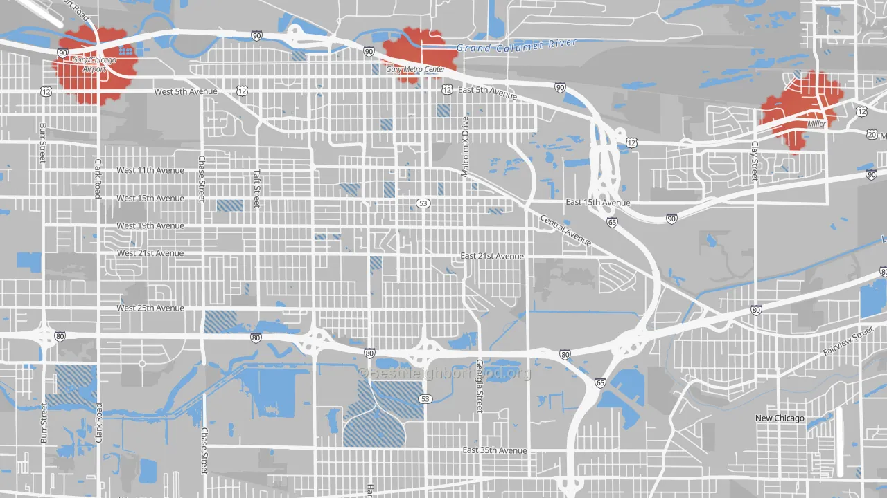 Transit Grade map of 46407, IN