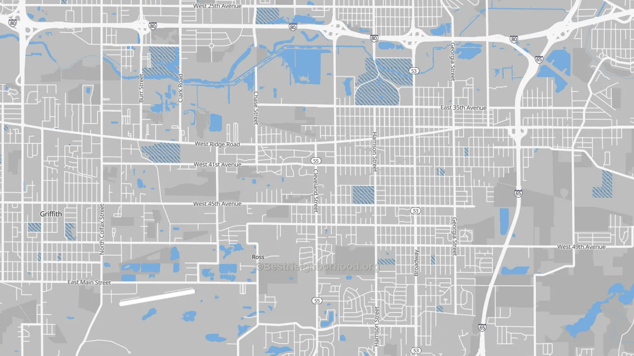 Transit Grade map of 46408, IN