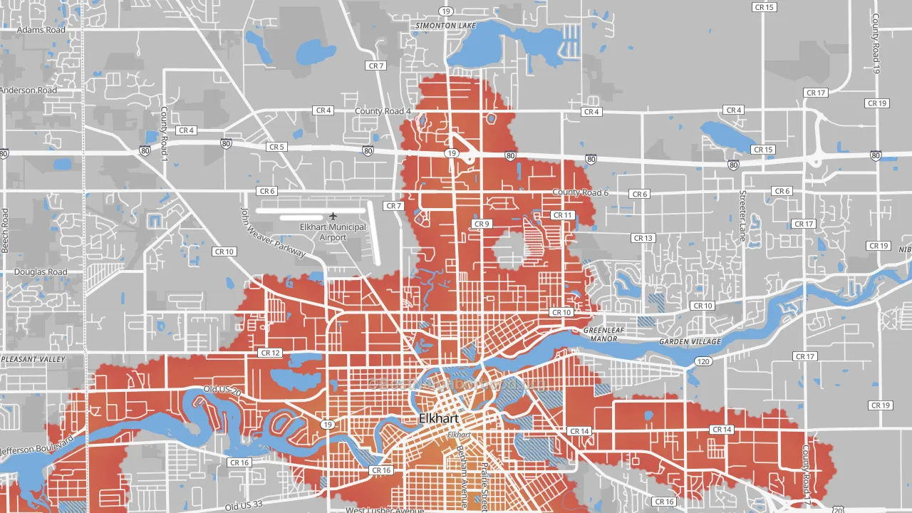Transit Grade map of 46514, IN