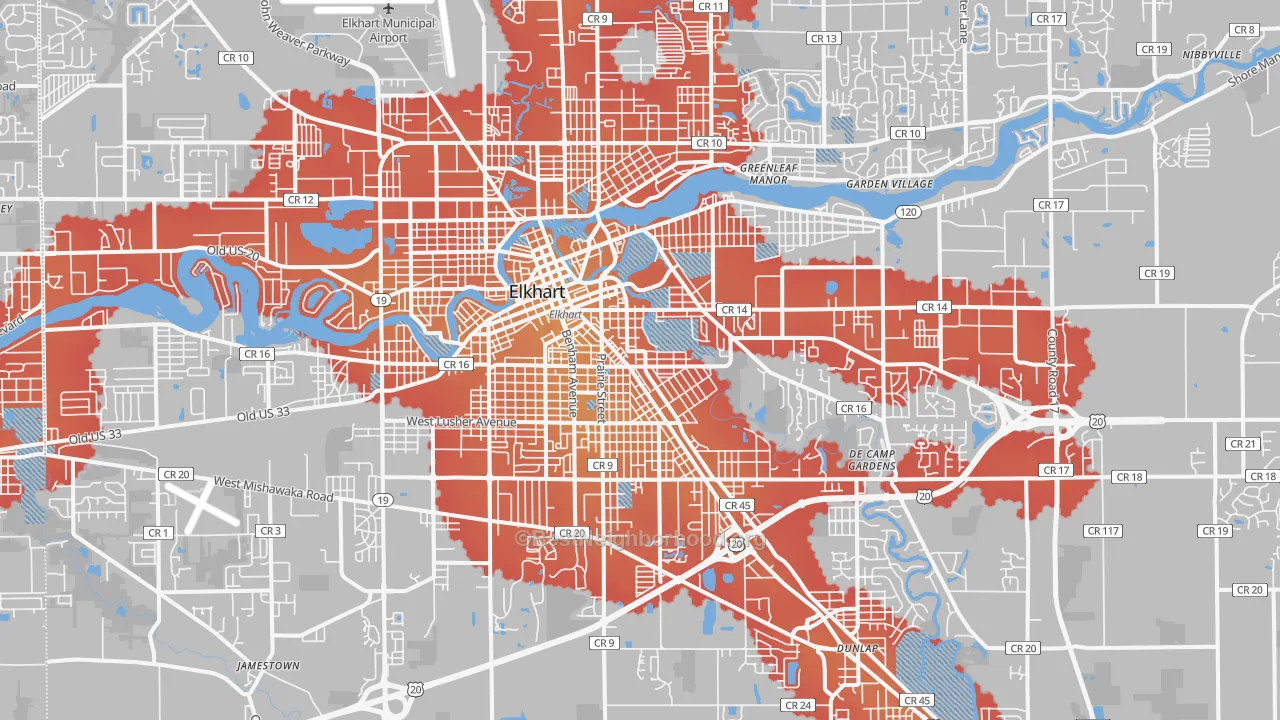 Transit Grade map of 46516, IN