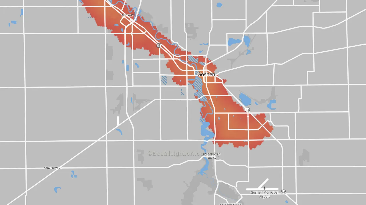 Transit Grade map of 46526, IN