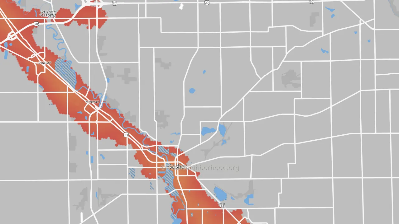 Transit Grade map of 46528, IN