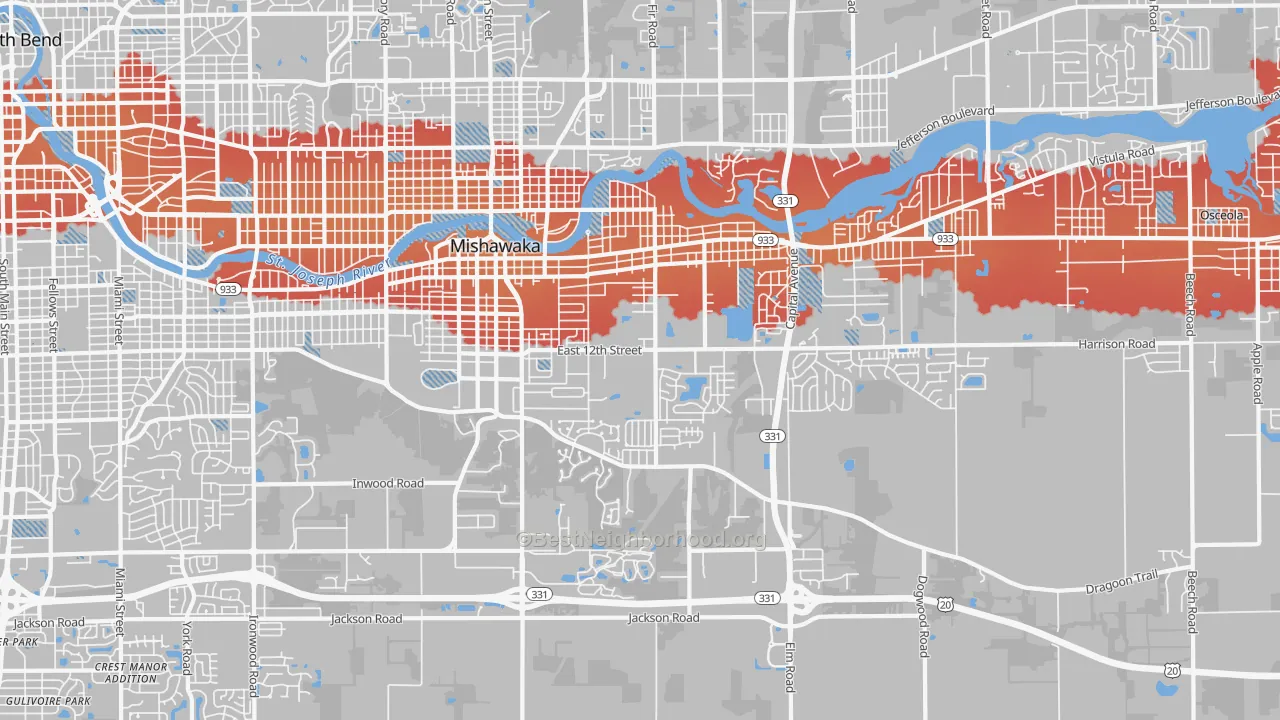Transit Grade map of 46544, IN