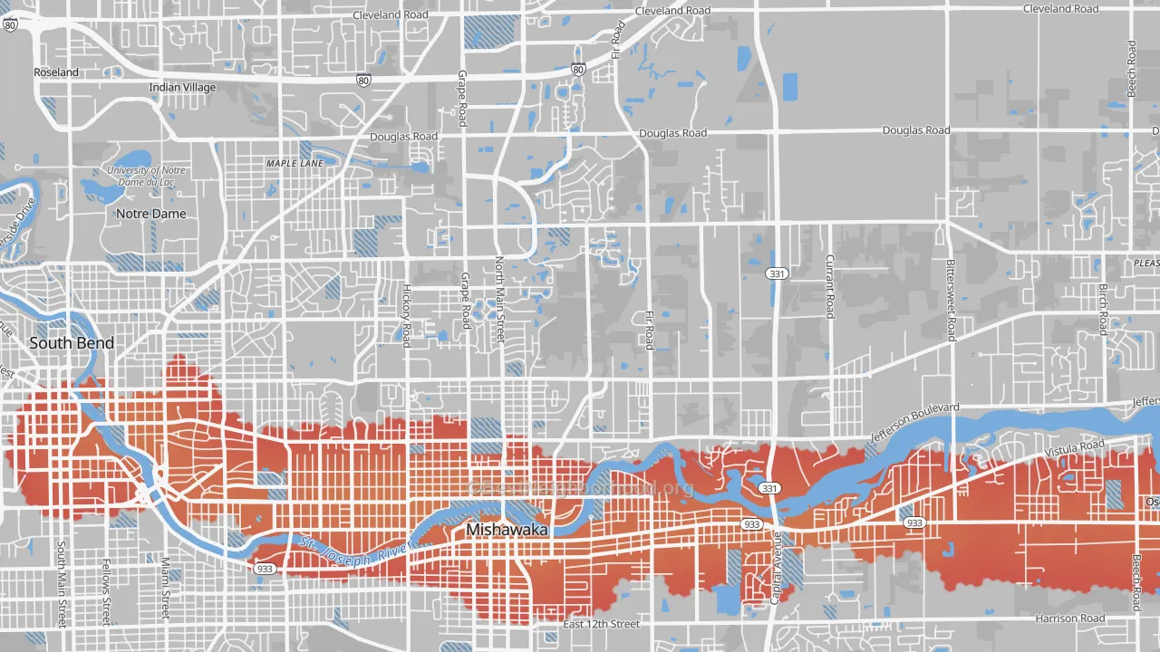 Transit Grade map of 46545, IN