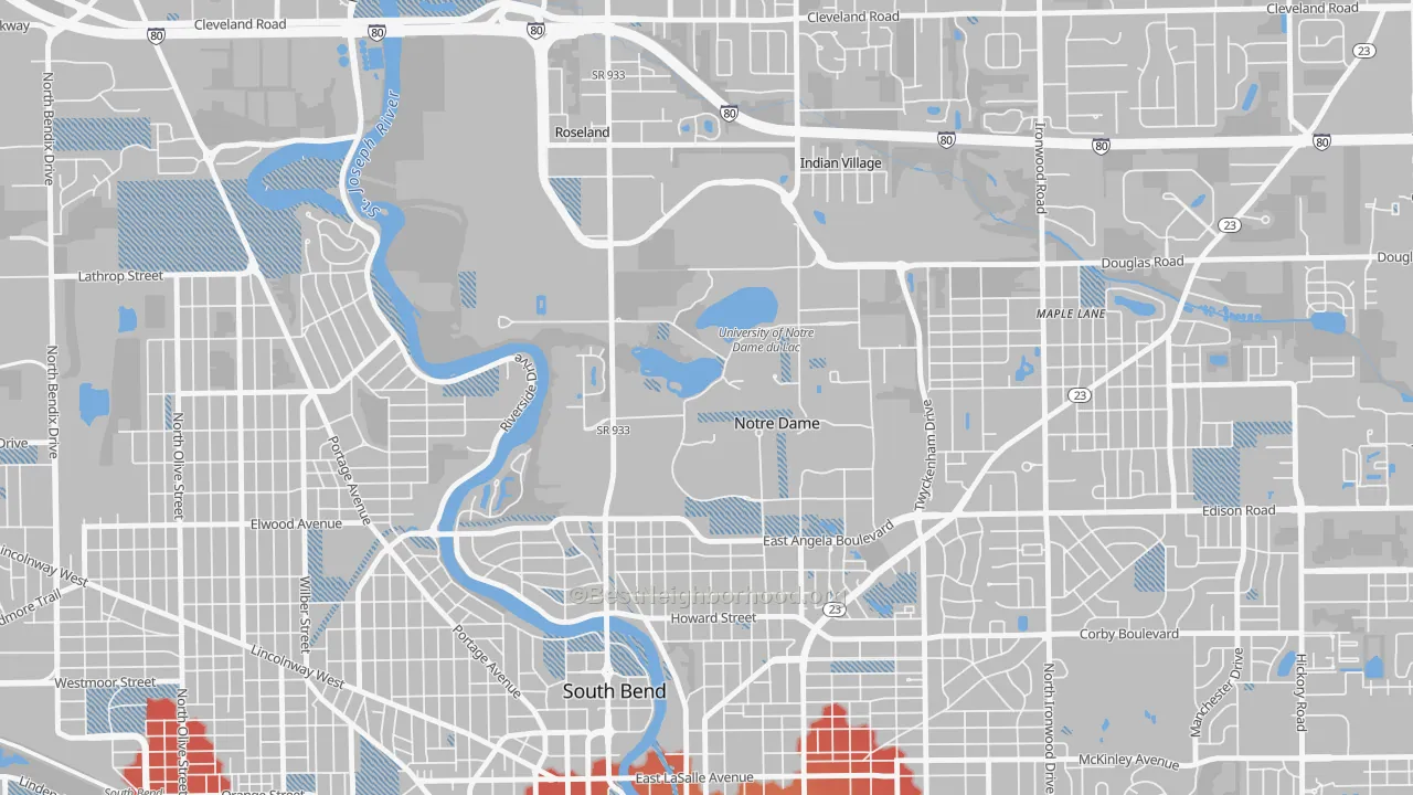 Transit Grade map of 46556, IN