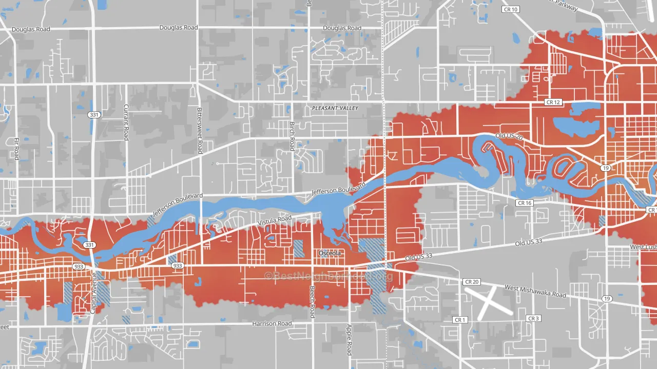 Transit Grade map of 46561, IN