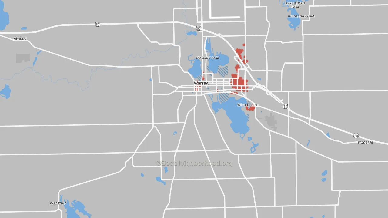 Transit Grade map of 46580, IN