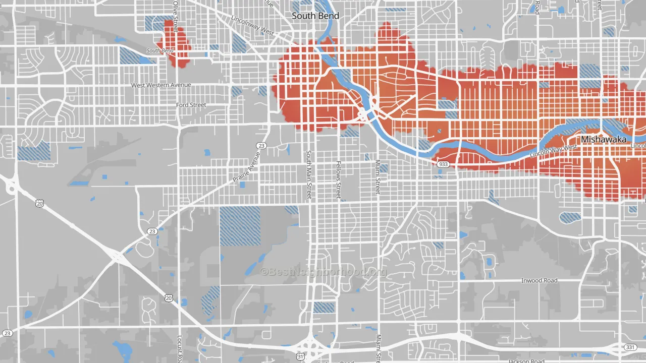 Transit Grade map of 46613, IN