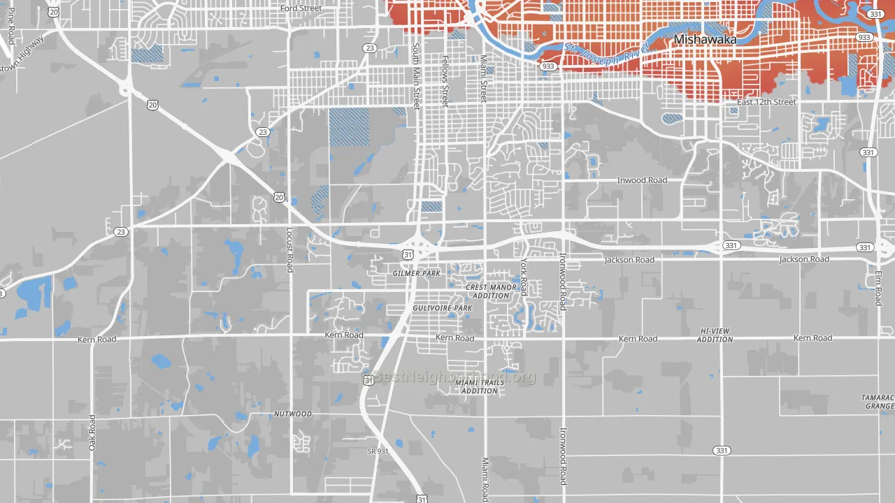 Transit Grade map of 46614, IN