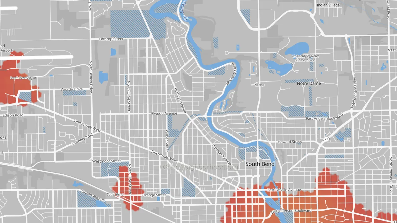 Transit Grade map of 46616, IN