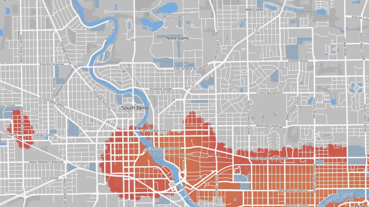 Transit Grade map of 46617, IN