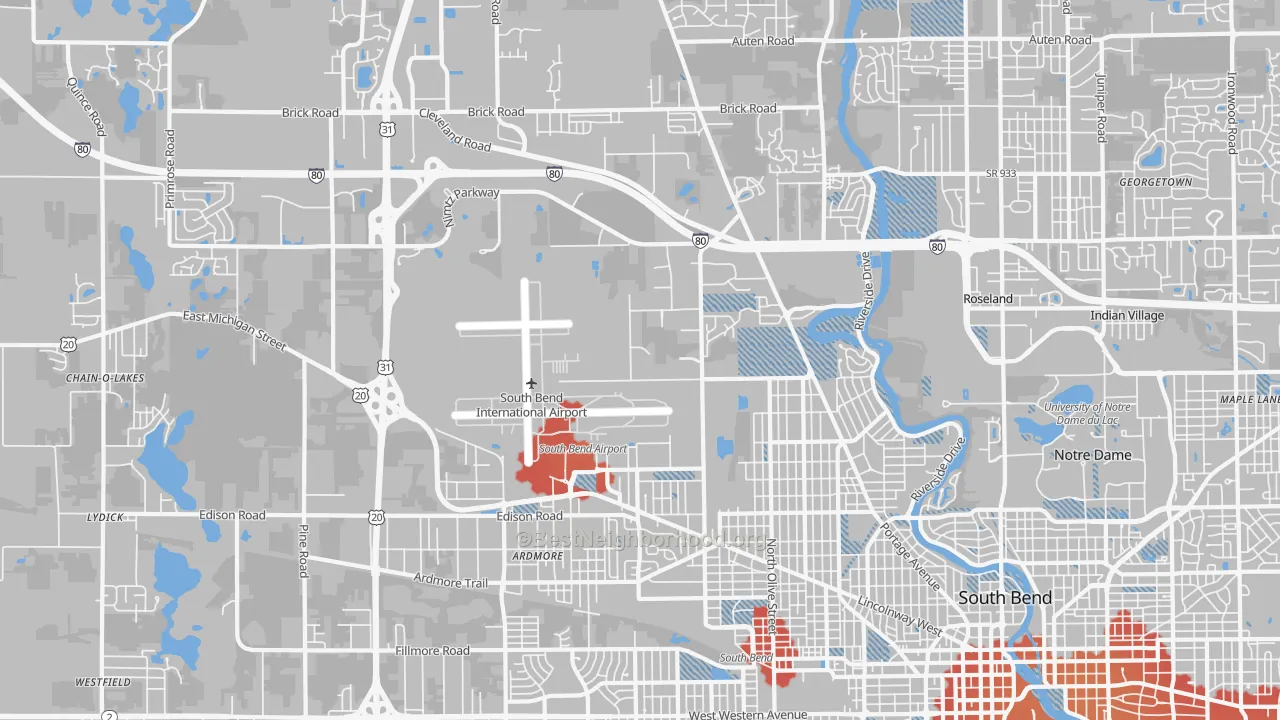 Transit Grade map of 46628, IN