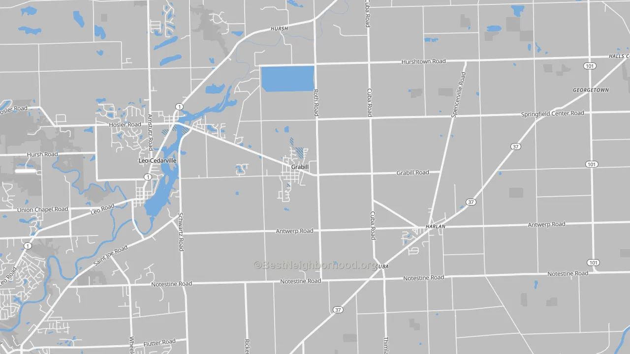Transit Grade map of 46741, IN