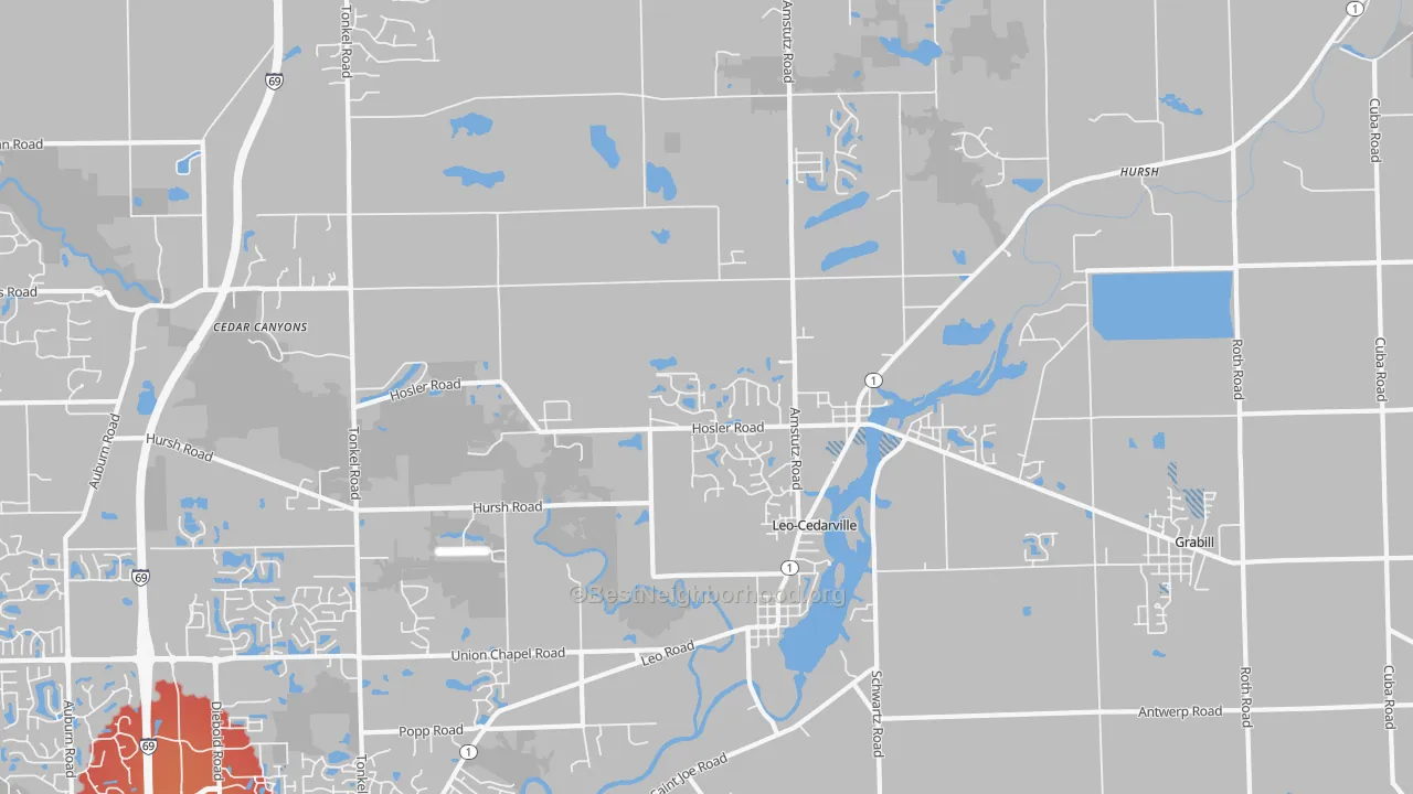 Transit Grade map of 46765, IN