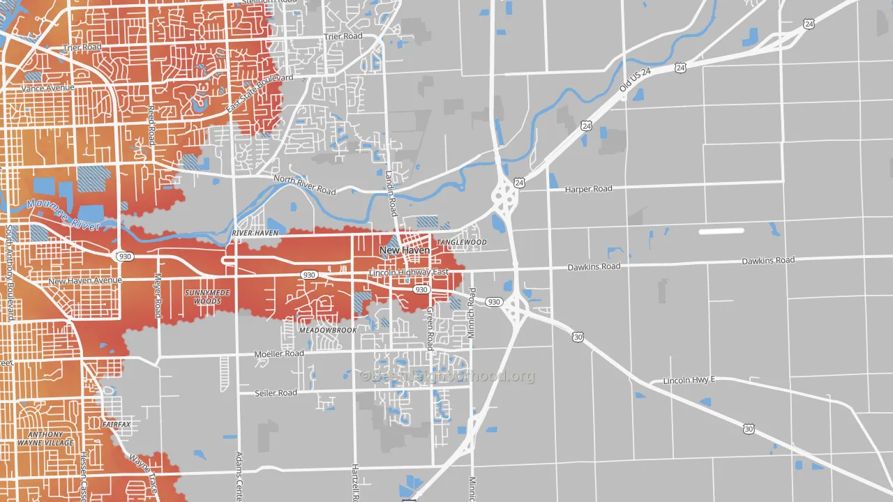 Transit Grade map of 46774, IN