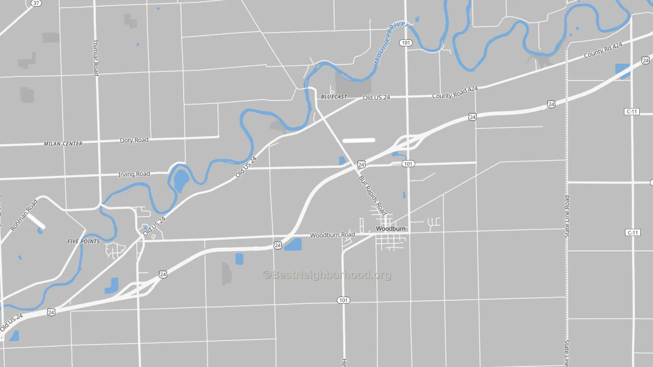 Transit Grade map of 46797, IN