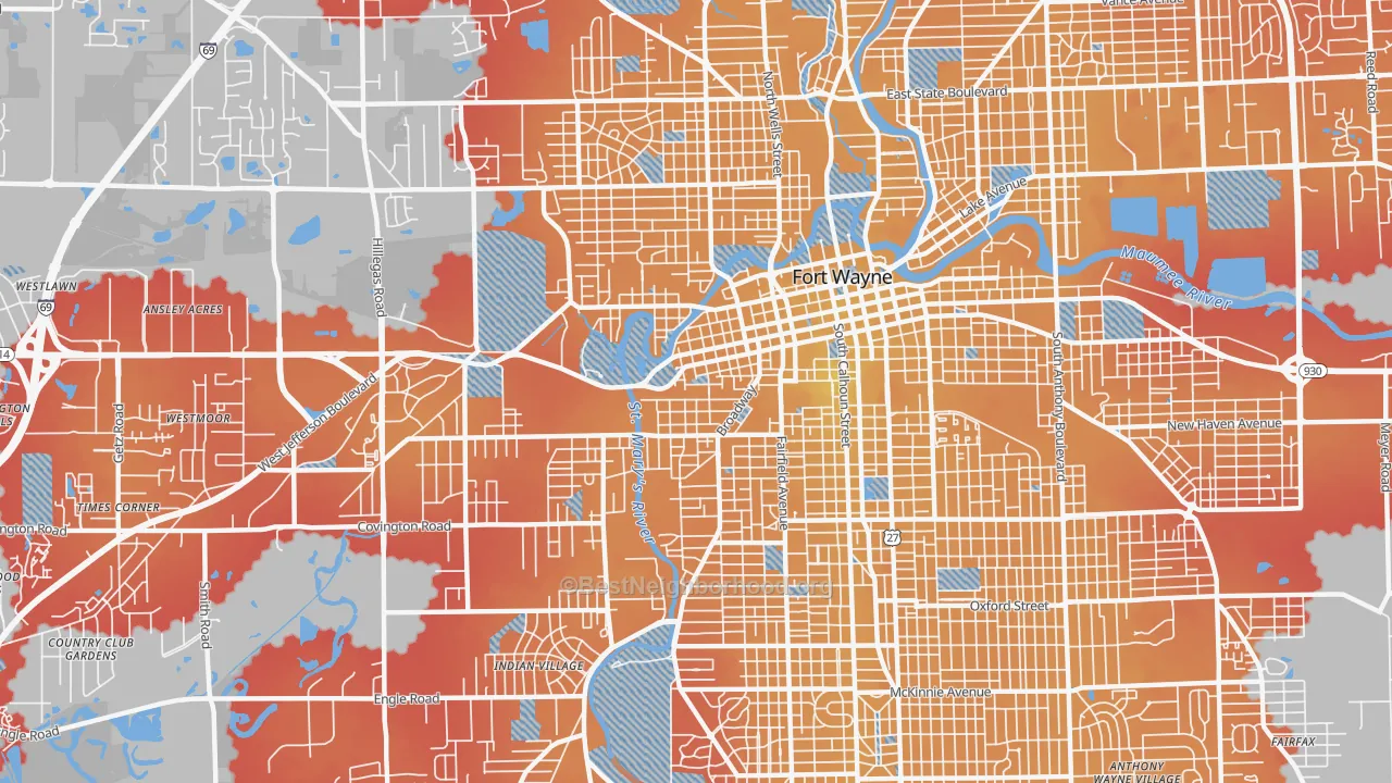 Transit Grade map of 46802, IN