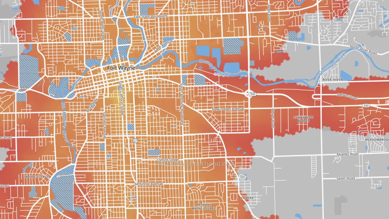 Transit Grade map of 46803, IN