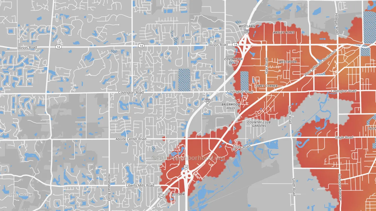 Transit Grade map of 46804, IN