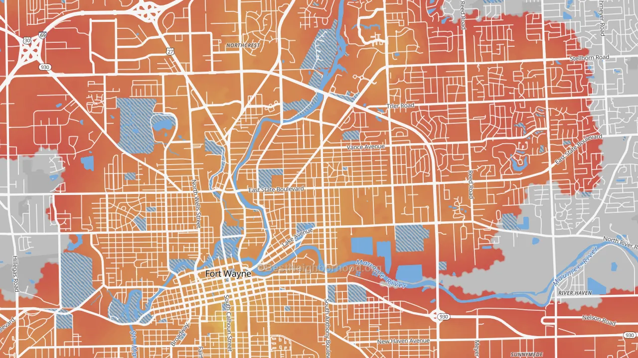 Transit Grade map of 46805, IN