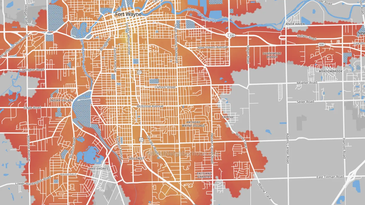 Transit Grade map of 46806, IN