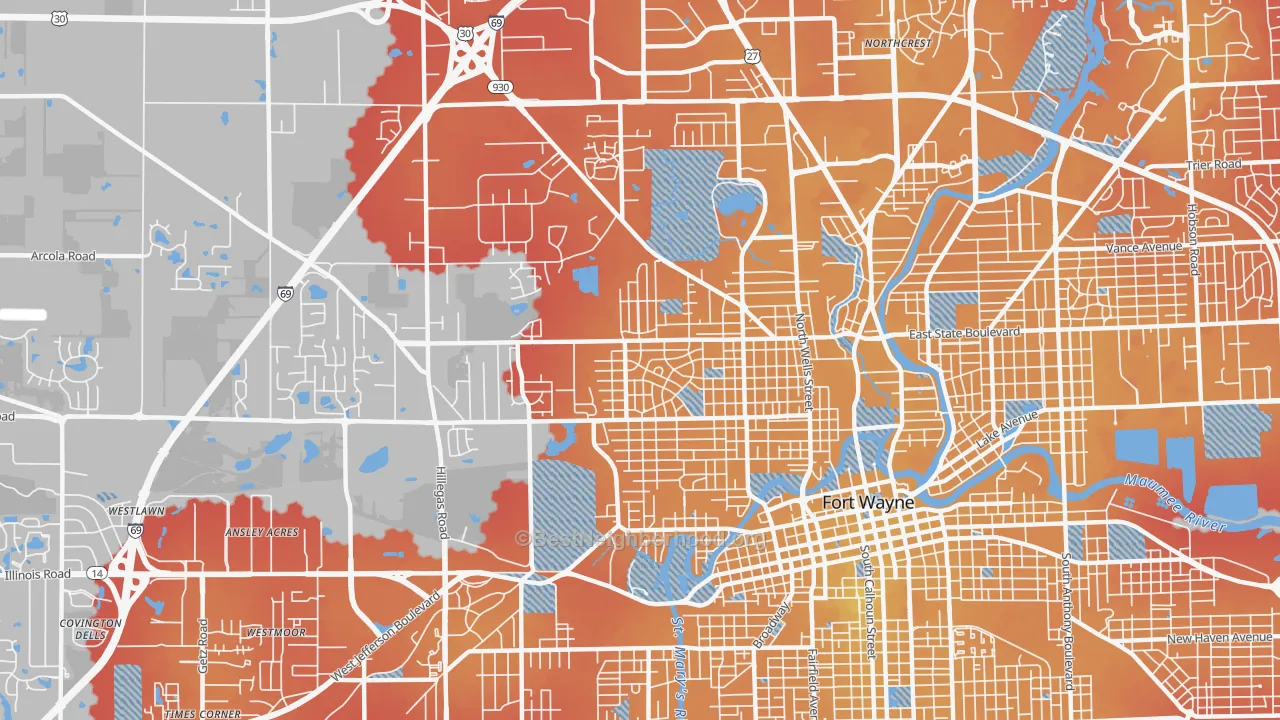 Transit Grade map of 46808, IN