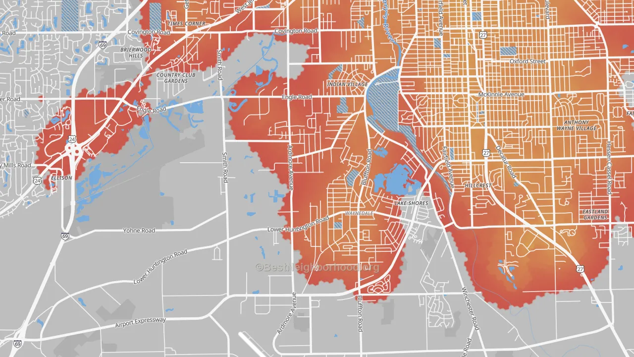 Transit Grade map of 46809, IN