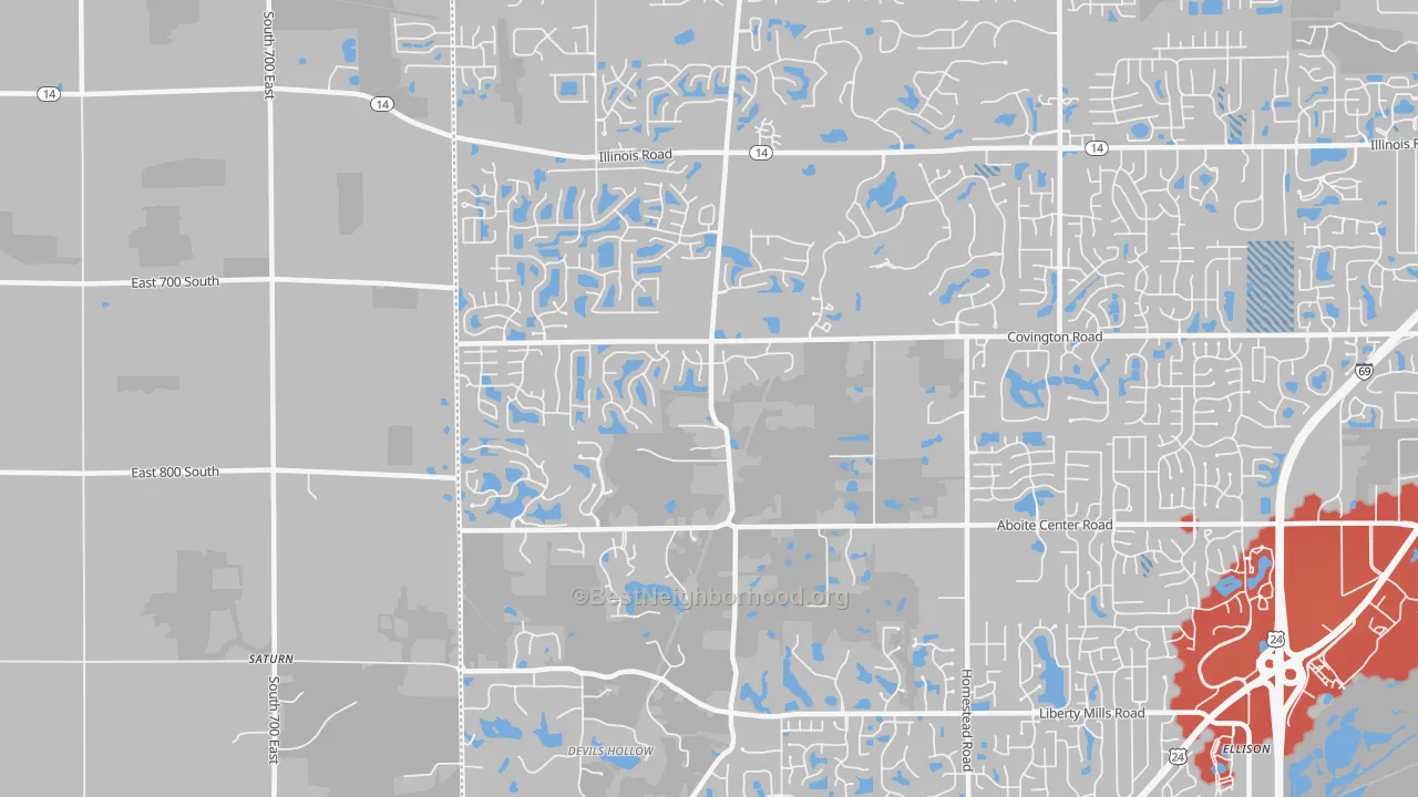 Transit Grade map of 46814, IN