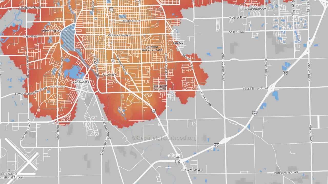 Transit Grade map of 46816, IN