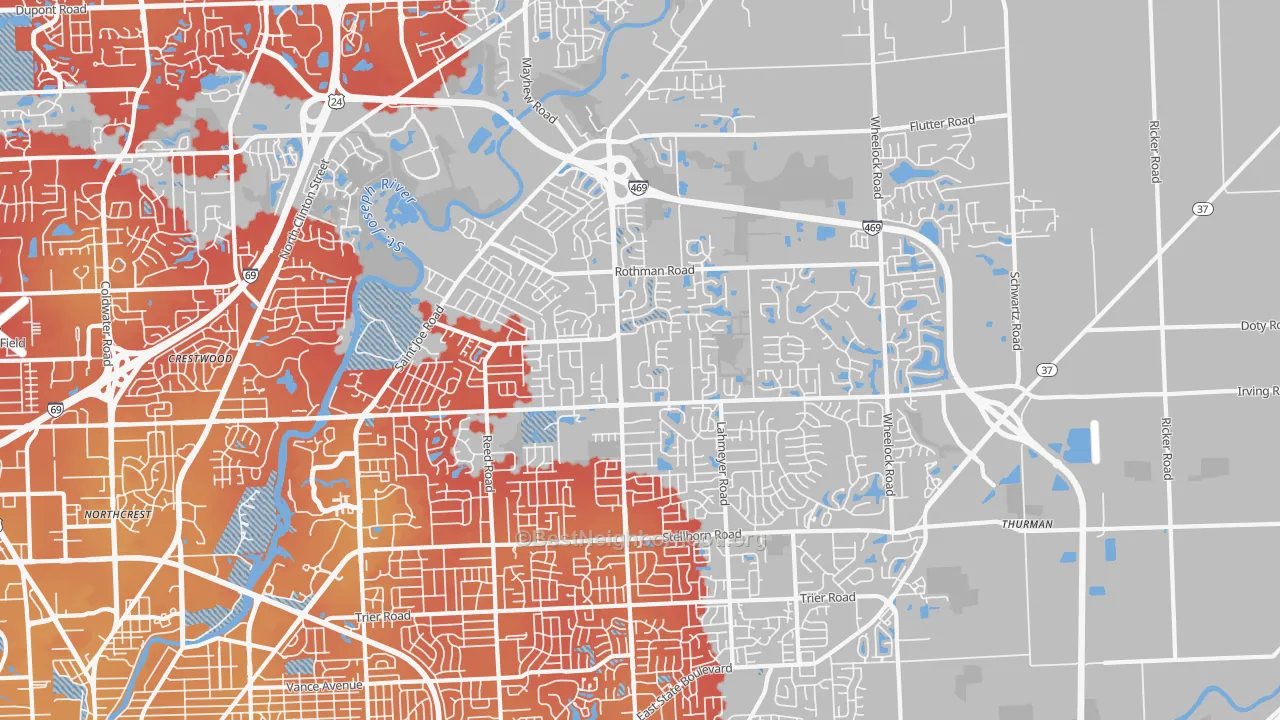 Transit Grade map of 46835, IN