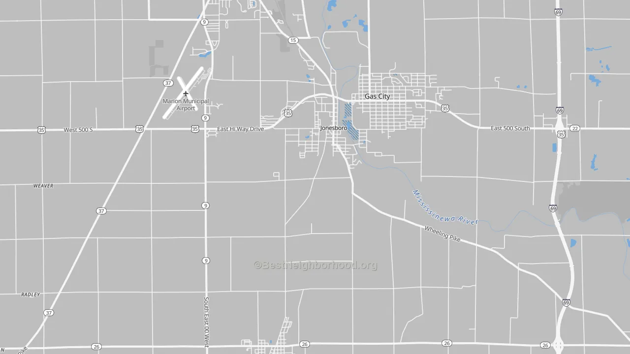 Transit Grade map of 46938, IN