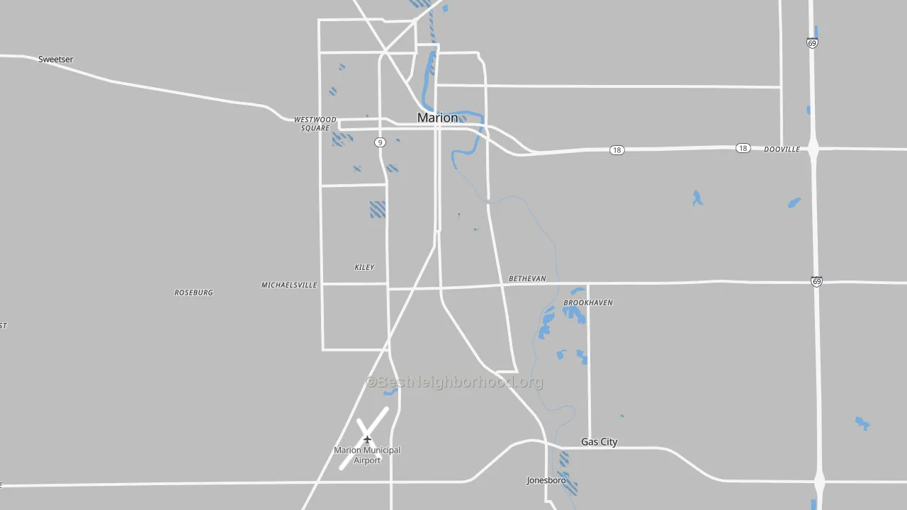 Transit Grade map of 46953, IN