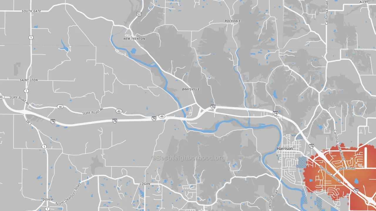 Transit Grade map of 47060, IN