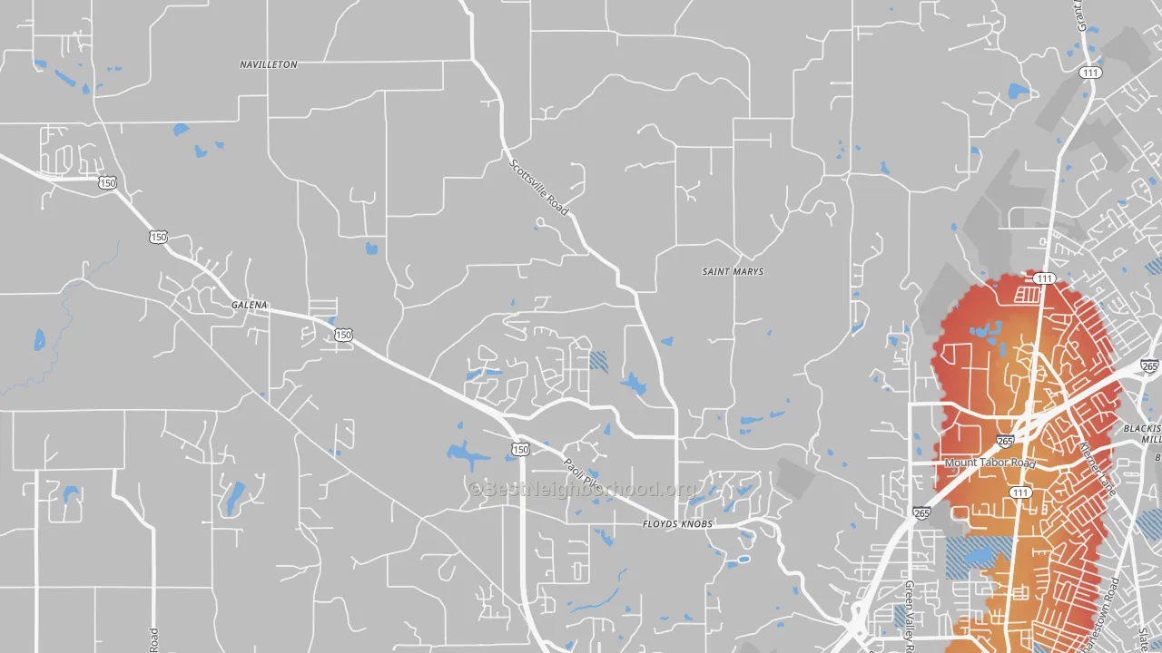 Transit Grade map of 47119, IN