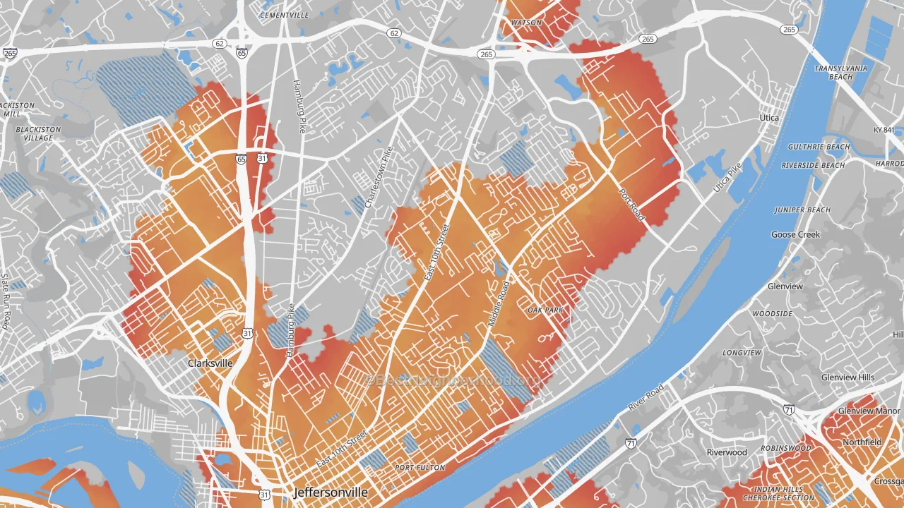 Transit Grade map of 47130, IN