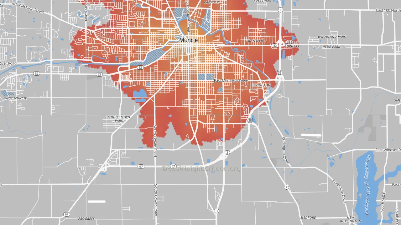 Transit Grade map of 47302, IN