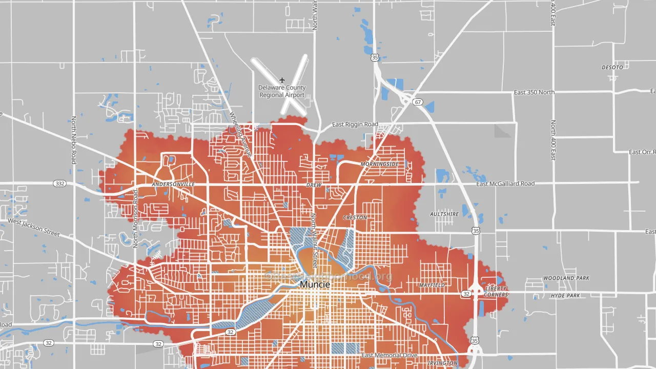 Transit Grade map of 47303, IN