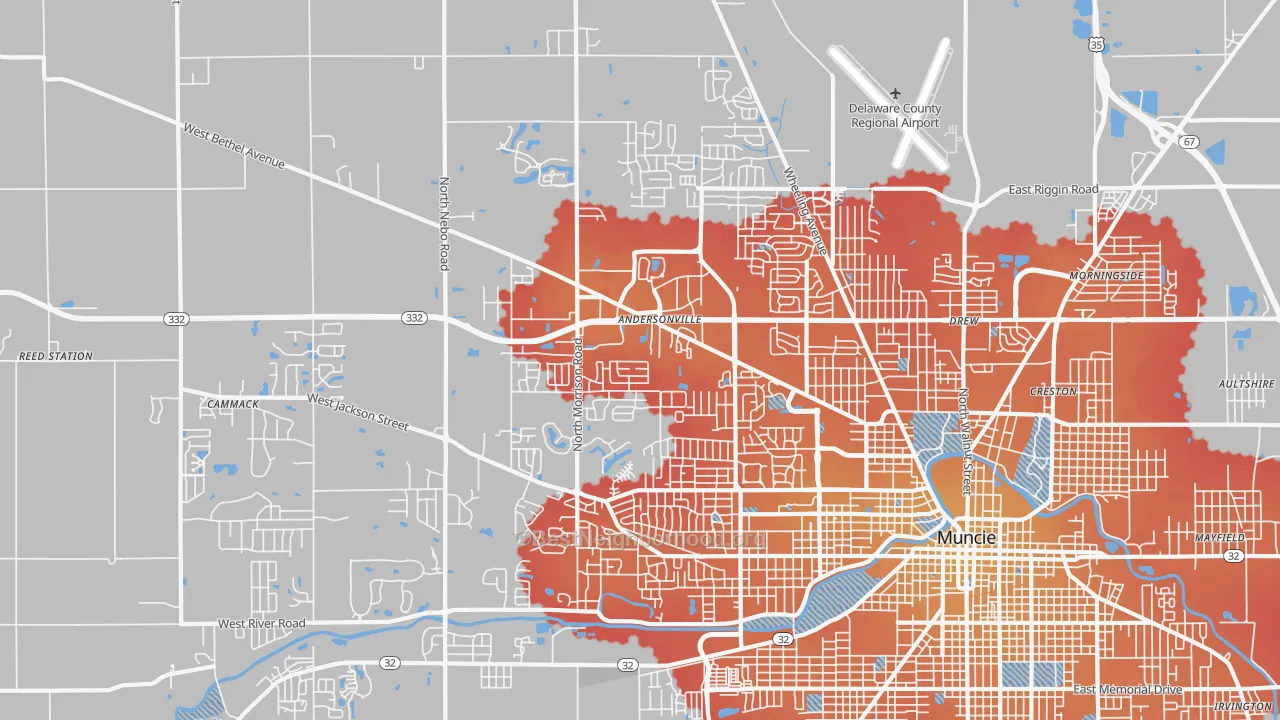 Transit Grade map of 47304, IN