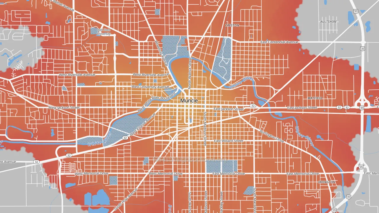 Transit Grade map of 47305, IN