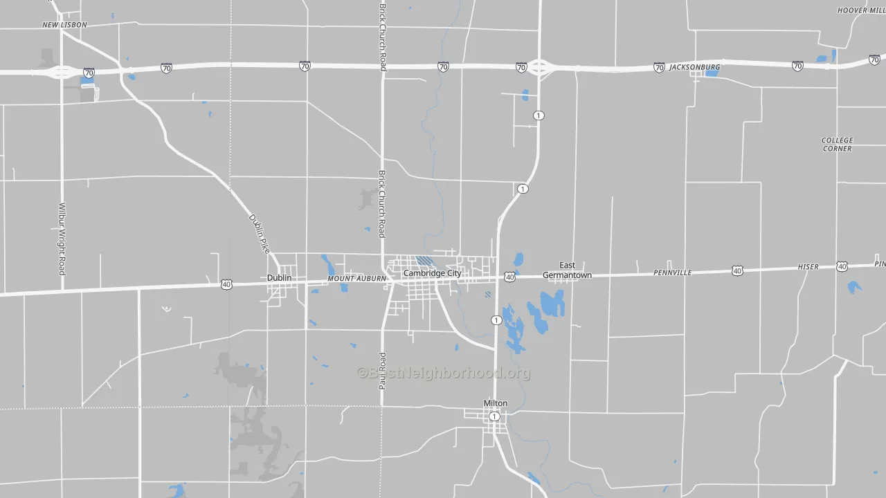 Transit Grade map of 47327, IN