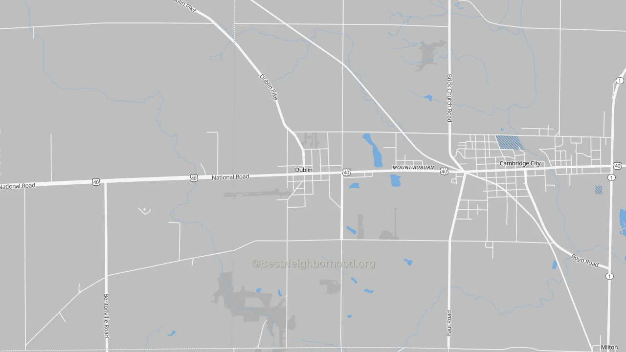 Transit Grade map of 47335, IN
