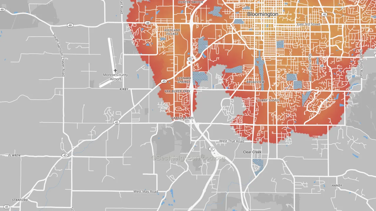 Transit Grade map of 47403, IN