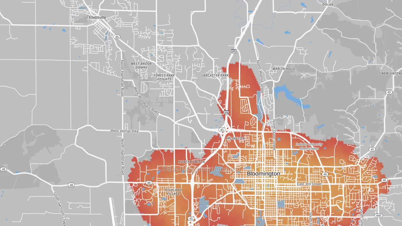 Transit Grade map of 47404, IN